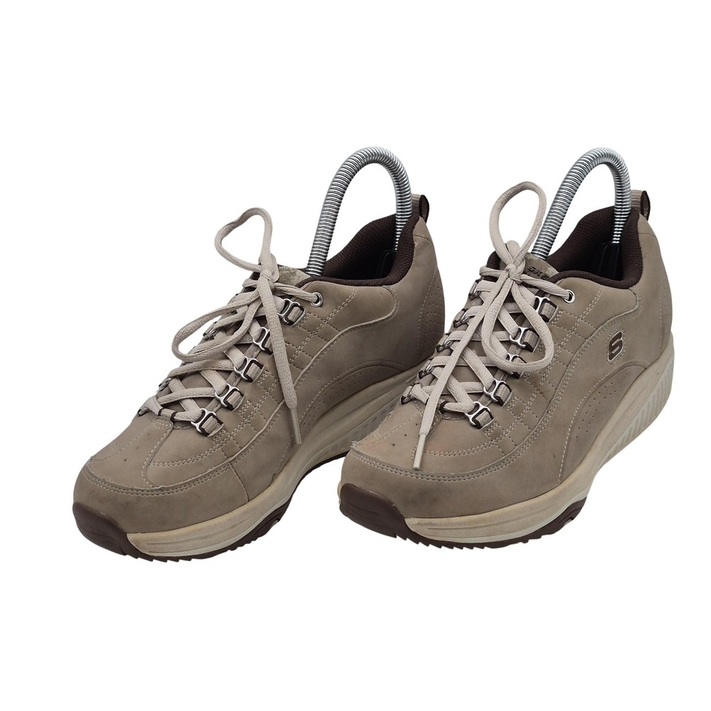 Skechers Shape-ups Shoes Womens Size‎ 6.5 Beige Leather Toning SN 12321 Sneakers
